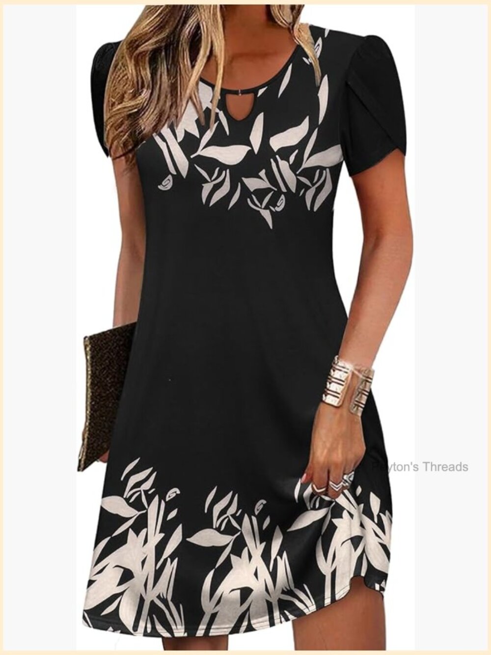 Casual A-Line Dress with Pockets Short Sleeve Flowy Sundress Tshirt Dress